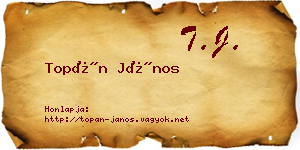 Topán János névjegykártya